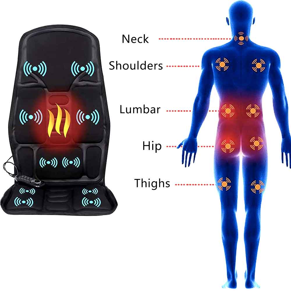8-Mode Heated Massage Chair Pad for Full-Body Relaxation