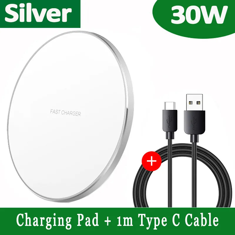 30W Fast Wireless Charging Pad for iPhone & Android Devices