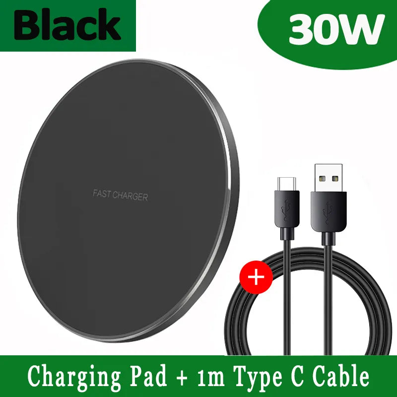 30W Fast Wireless Charging Pad for iPhone & Android Devices