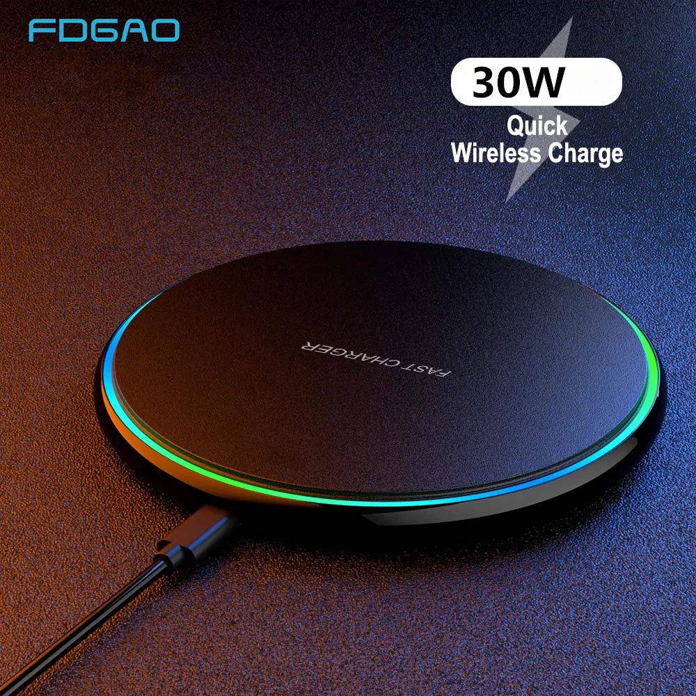 30W Fast Wireless Charging Pad for iPhone & Android Devices